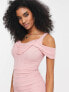 Фото #3 товара Rare London corset detail ruched drape midi dress in light pink