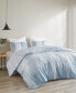 Фото #4 товара Brush Stroke Oversized Reversible Seersucker 3 Piece Duvet Cover Mini Set, Full/Queen