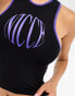 Nicce able cropped vest top in black with chest logo print