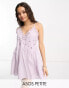 ASOS DESIGN Petite cutwork detail mini smock sundress in lilac