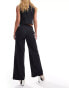 New Look formal wide leg trousers in black pinstripe