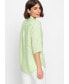 Фото #2 товара Women's Cotton Linen Shirt with Rolled Sleeve Tab Detail
