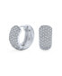 ფოტო #1 პროდუქტის 5 Five Row Pave Cubic Zirconia CZ Wide Huggie Hoop Earrings For Women.925 Sterling Silver