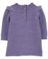 Baby Long-Sleeve Sweater Knit Dress - Purple 3M