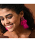 ფოტო #3 პროდუქტის Women's Pink Beaded Feather Drop Earrings