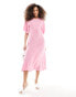 Фото #1 товара & Other Stories midi dress with seamed panel detail in soft pink