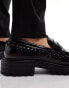 Truffle Collection woven chunky penny loafers in black