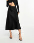 NaaNaa Petite satin bias midi skirt in black