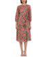 ფოტო #1 პროდუქტის Women's Printed 3/4-Sleeve Midi Dress