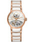 ფოტო #1 პროდუქტის Women's Swiss Automatic Centrix Diamond Accent Rose Gold-Tone PVD Stainless Steel and White Ceramic Bracelet Watch 33mm R30248902