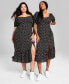 Women's Printed Puff-Sleeve Midi Dress, XXS-4X