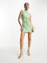 Фото #3 товара ASOS DESIGN sleeveless mini dress with belt and wrap skirt in green