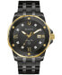 ფოტო #1 პროდუქტის Men's Marine Star Diamond Accent Black Ion-Plated Stainless Steel Bracelet Watch 44mm