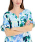 ფოტო #3 პროდუქტის Women's 100% Linen Garden Blur Top, Created for Macy's