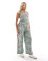 Mamalicious Maternity belted jersey jumpsuit with wide leg in multi zebra print