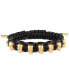 ფოტო #1 პროდუქტის Gold-Tone IP Stainless Steel 3D $kull Black Cord Slider Bracelet