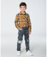 Big Boys Button Down Flannel Shirt With Pocket Plaid Golden Yellow And Gray Plaid golden yellow and gray, 10 - фото #2