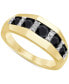 ფოტო #1 პროდუქტის Men's Black Diamond (1-1/20 ct. t.w.) & White Diamond (1/6 ct. t.w.) Angular Ring in 10k Gold