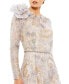 ფოტო #2 პროდუქტის Women's Embellished Long Sleeve High Neck Rose Applique Gown