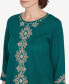 ფოტო #5 პროდუქტის Petite Emerald Isle Center Medallion Embroidered Three Quarter Sleeve Top