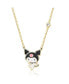 Sanrio Yellow Gold Plated Crystal Kuromi Necklace - 18'' Chain, Officially Licensed Authentic