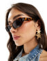 Фото #4 товара Pieces narrow angluar sunglasses in tortoiseshell frame