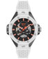 Men's Automatic Skeleton Royal White Silicone Strap Watch 46mm