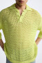 Crochet knit polo shirt