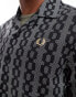 Fred Perry cable print revere collar shirt in black