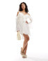 Фото #1 товара ASOS DESIGN ragged edge mini dress with godets and under layer frills in ivory