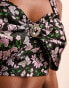 ASOS LUXE co-ord jacquard crop top with embellished bow in black & purple floral print