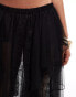 Фото #2 товара Miss Selfridge festival mix texture layered skirt in black