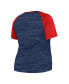 Фото #4 товара Women's Navy Minnesota Twins Plus Size Space Dye Raglan V-Neck T-shirt