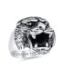 ფოტო #4 პროდუქტის Hunter Animal Norse Viking Warrior Statement Signet Fierce Roaring 3D Big Bear Head Ring For Men Oxidized .925 Sterling Silver