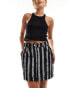 Фото #1 товара Object raw denim stripe mini skirt in washed black