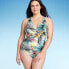 Women's Plunge Ring Detail One Piece Swimsuit - Shade & Shore Multi Tropical
