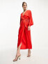 Фото #1 товара & Other Stories wrap midaxi dress in red