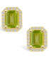 ფოტო #2 პროდუქტის Peridot (3-3/8 ct. t.w.) and Diamond (3/8 ct. t.w.) Halo Stud Earrings in 14K Yellow Gold