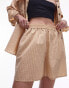 Topshop co-ord technical pinstripe short in sand