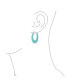 ფოტო #3 პროდუქტის Wide Flat Blue Turquoise Gemstone Large Oval Hoop Earrings For Women Teen .925 Sterling Silver More Colors 1.5" Diameter