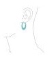 Wide Flat Blue Turquoise Gemstone Large Oval Hoop Earrings For Women Teen .925 Sterling Silver More Colors 1.5" Diameter