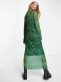 & Other Stories mesh midi dress in green print