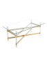 Gold Stainless Steel Coffee Table With Acrylic Frame And Clear Glass Top