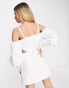 Фото #4 товара Lashes Of London cold shoulder volume sleeve embellished cut out mini dress in white