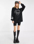 Bershka California v-neck sweatshirt in black