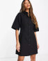 Фото #4 товара ASOS DESIGN twill mini shirt dress in black