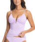 Фото #1 товара Women's Pucker Up Textured Notched-Neck Tankini Top, Created for Macy's