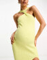 Фото #4 товара The Frolic Maternity midi dress with twist high neck and side slit in yellow