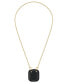 Фото #3 товара Women's Black Faux Leather Holder with Gold-Tone Alloy Chain