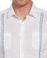 Men's Guayabera Short Sleeve Button-Front Embroidered-Panel Shirt